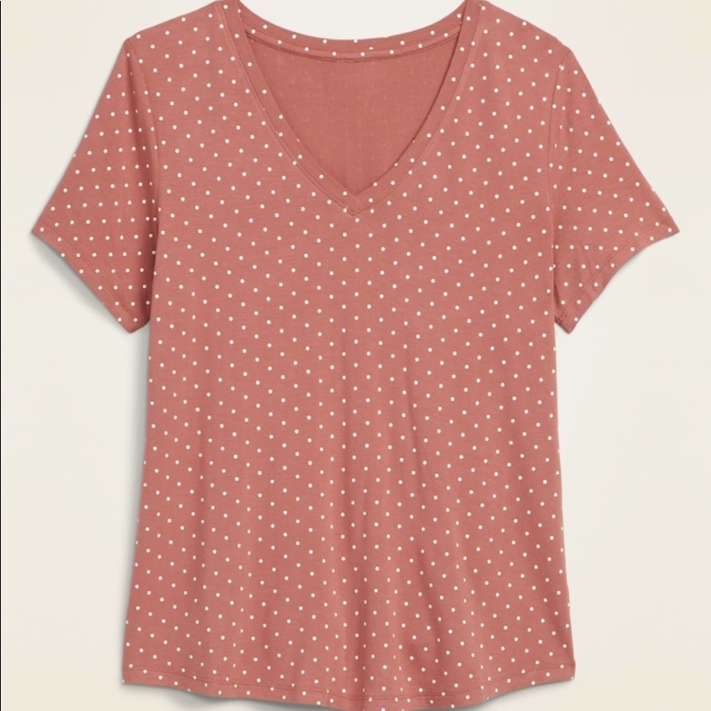 Luxe V-Neck Polka Dot Rose Tee